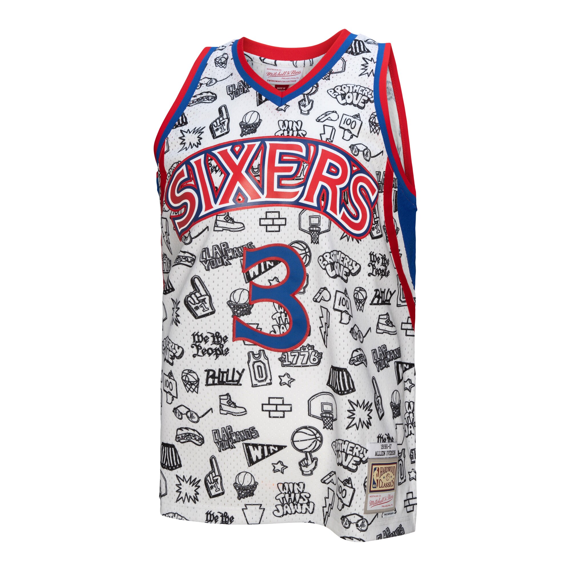 Allen Iverson Philadelphia 76ers Mitchell & Ness 1996/97 Swingman Jersey - White - PersonalJerseys
