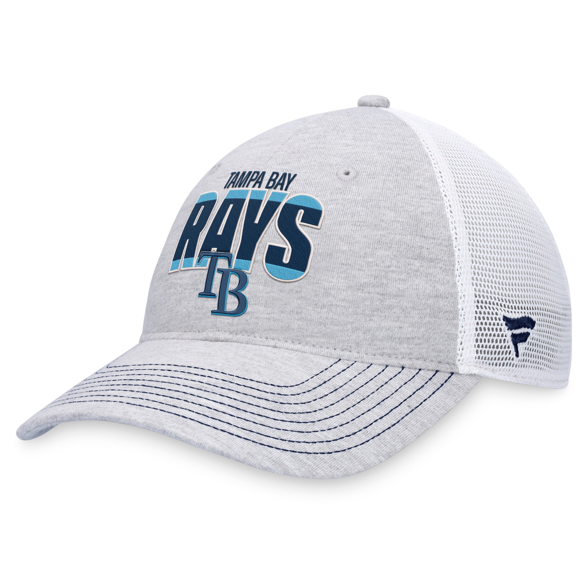 Tampa Bay Rays Fanatics Branded Logo Trucker Adjustable Hat - Heather Gray/White - PersonalJerseys