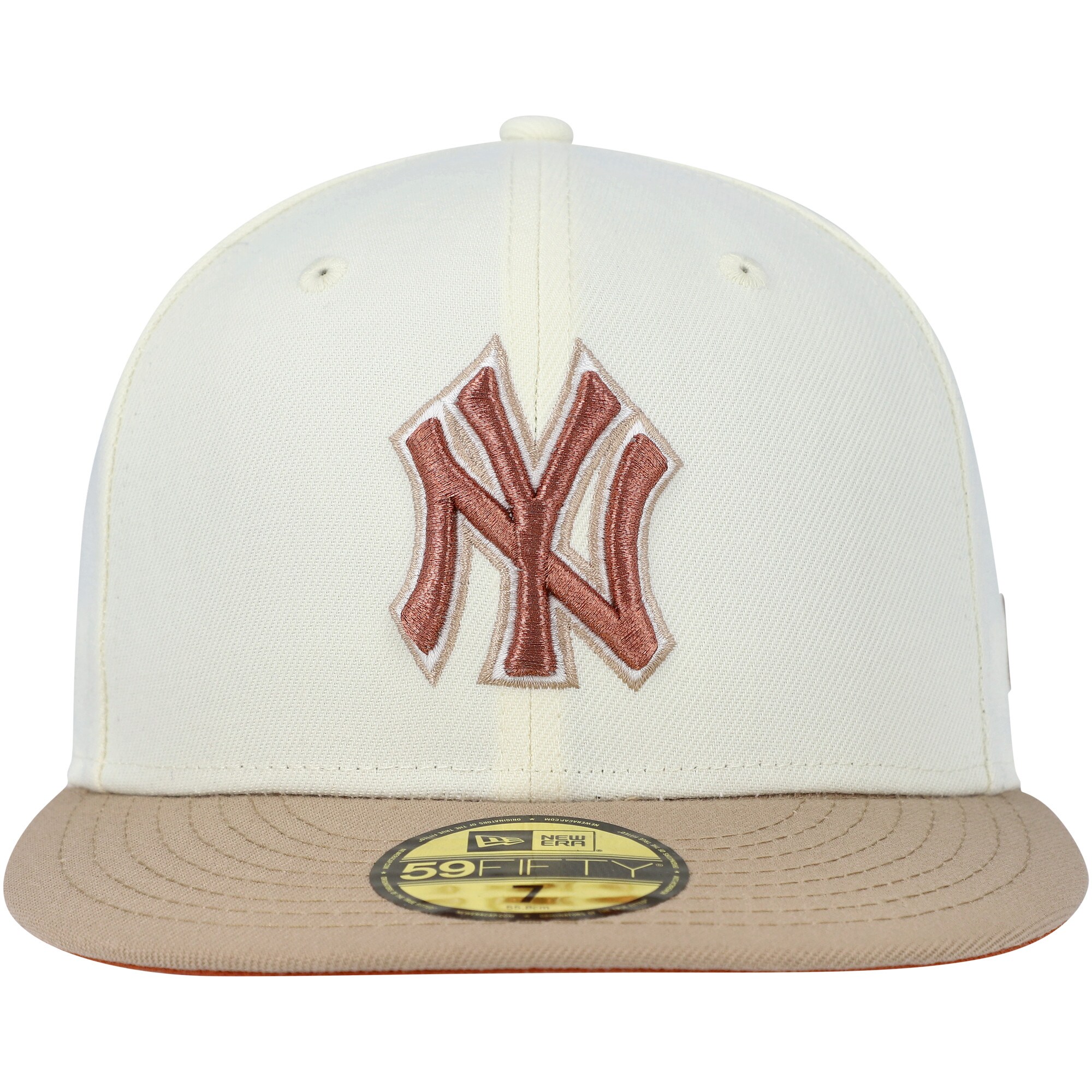 New York Yankees New Era Chrome Camel Rust Undervisor 59FIFTY Fitted Hat - Cream - PersonalJerseys