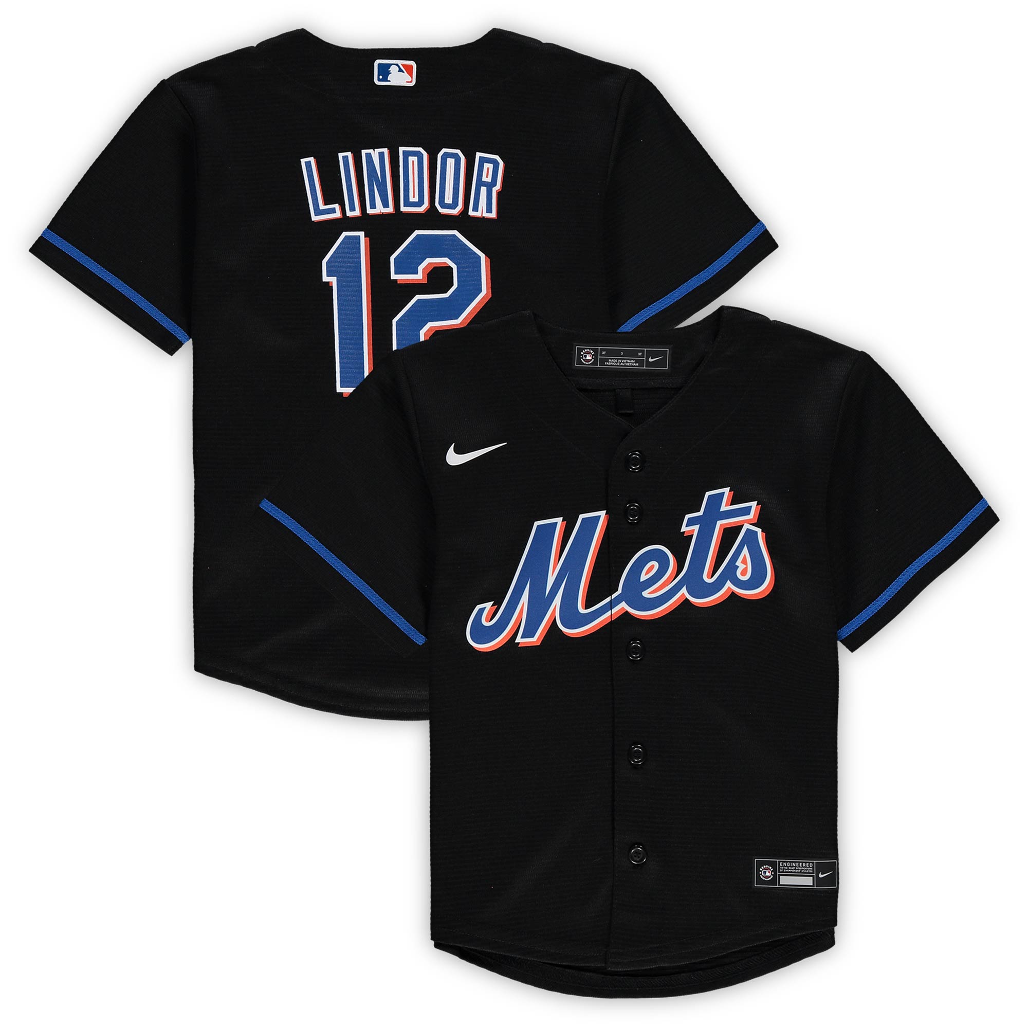 Francisco Lindor New York Mets Nike Toddler Alternate Replica Player Jersey - Black - PersonalJerseys