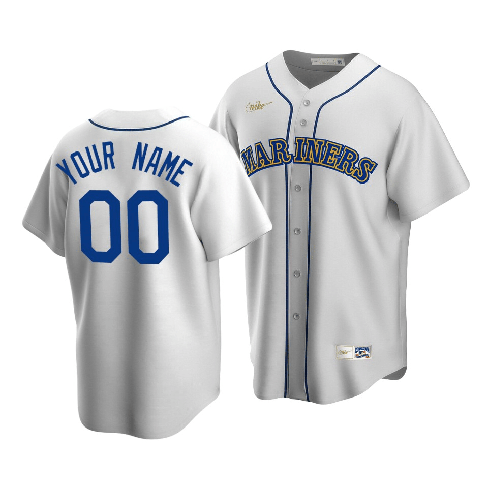 Men's Seattle Mariners Custom #00 Cooperstown Collection White Home Jersey - Friend Lounge Store - Shop for All Things Jerseys Sports - PersonalJerseys