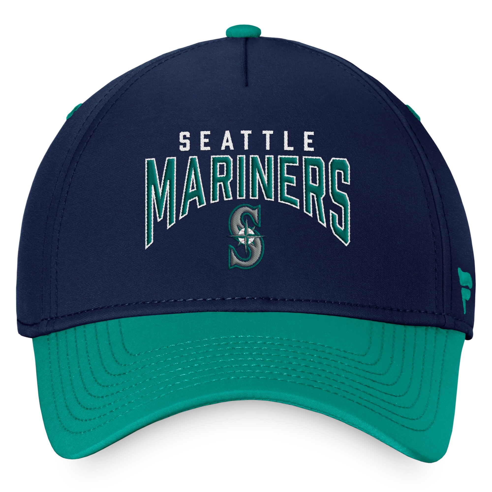 Seattle Mariners Fanatics Branded Stacked Logo Flex Hat - Navy/Aqua - PersonalJerseys