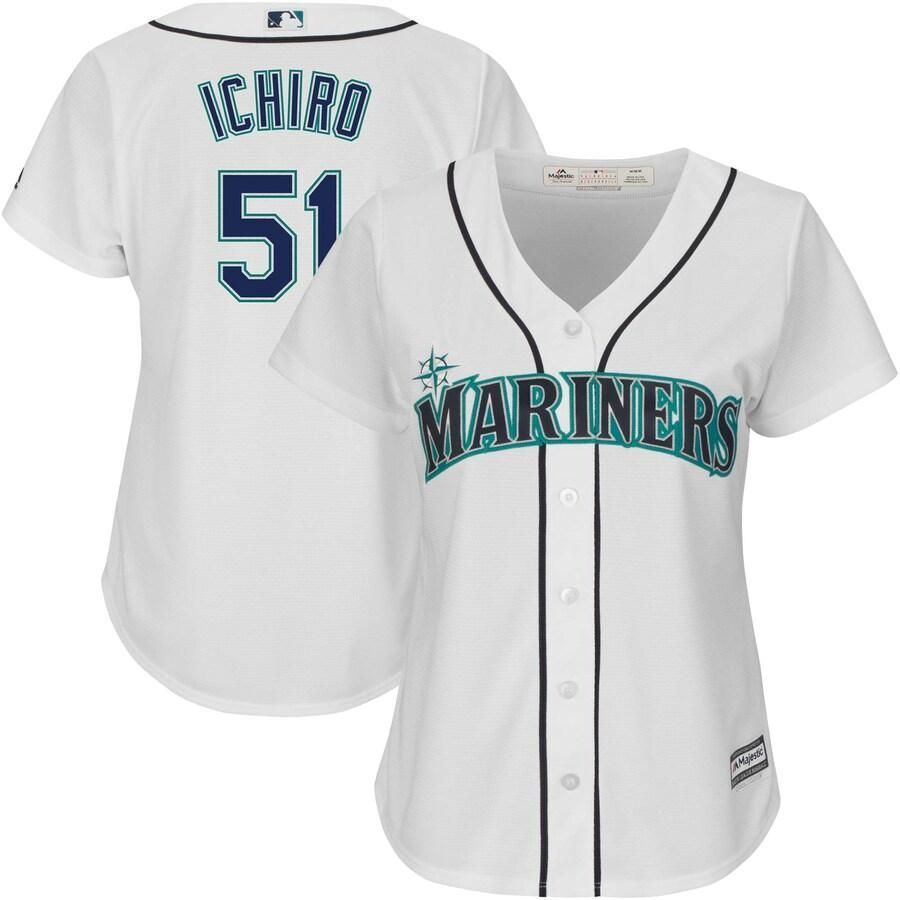 Ichiro Suzuki Seattle Mariners Majestic Women's Team Cool Base Player Jersey - White - Friend Lounge Store - Shop for All Things Jerseys Sports - PersonalJerseys