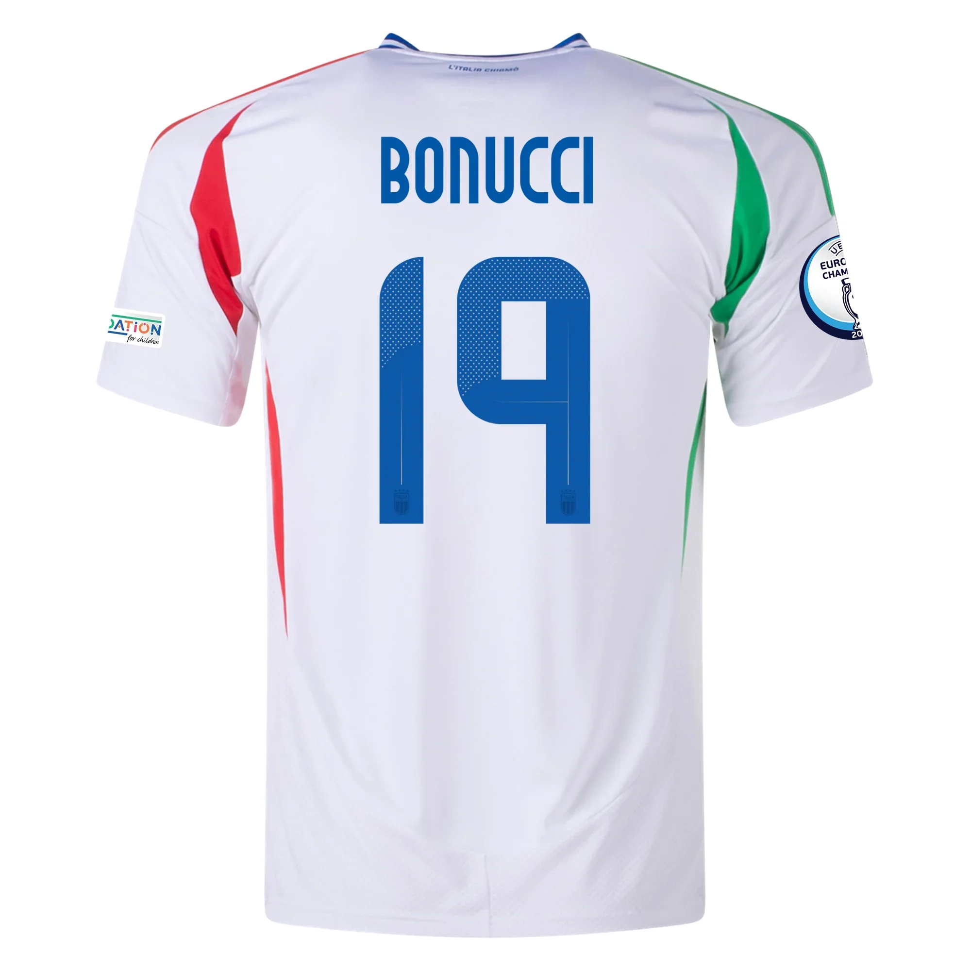 adidas Italy Leonardo Bonucci Away Jersey w/ Euro 2024 Patches 24/25 (Blue) - PersonalJerseys