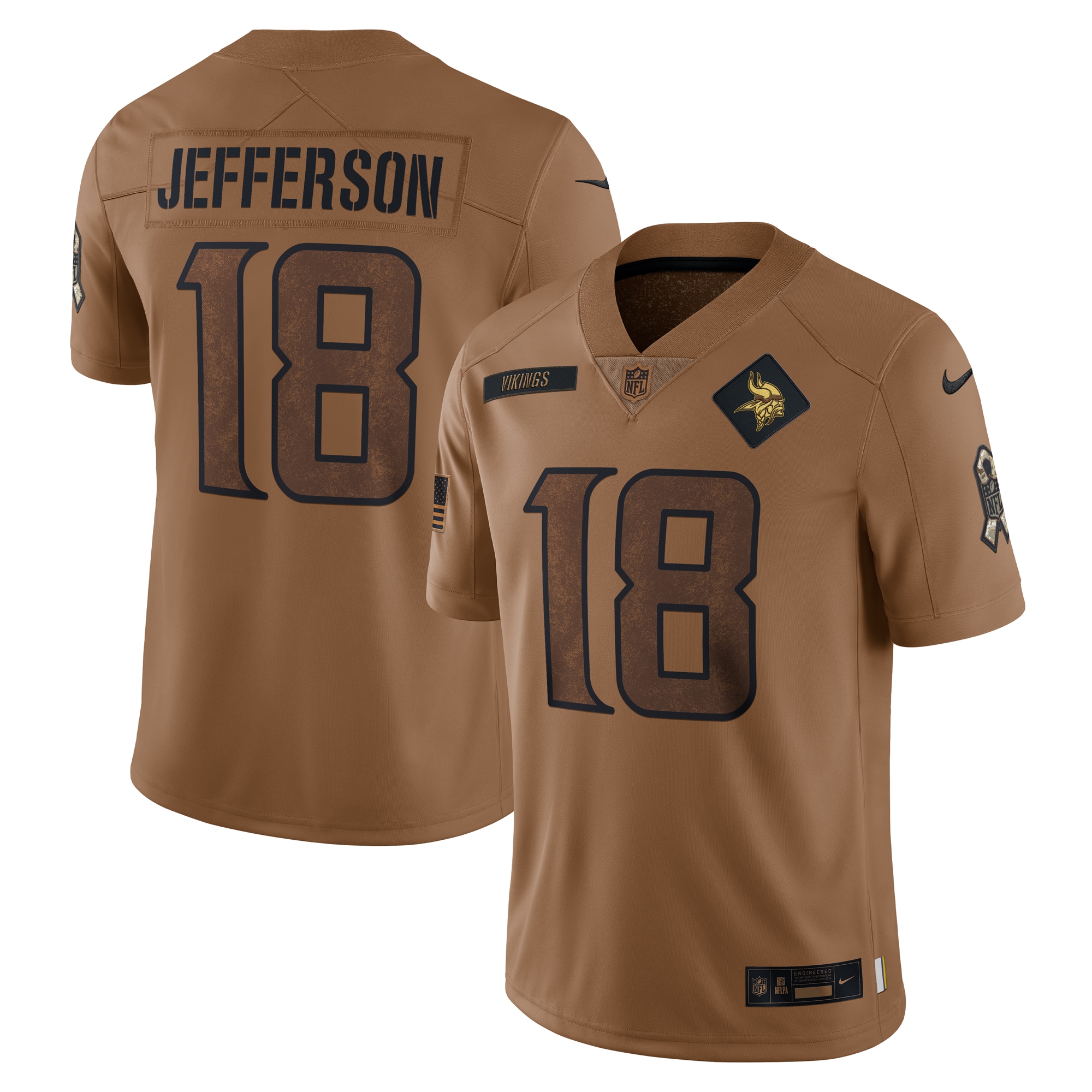 Justin Jefferson Minnesota Vikings Nike 2023 Salute To Service Limited Jersey - Brown - PersonalJerseys