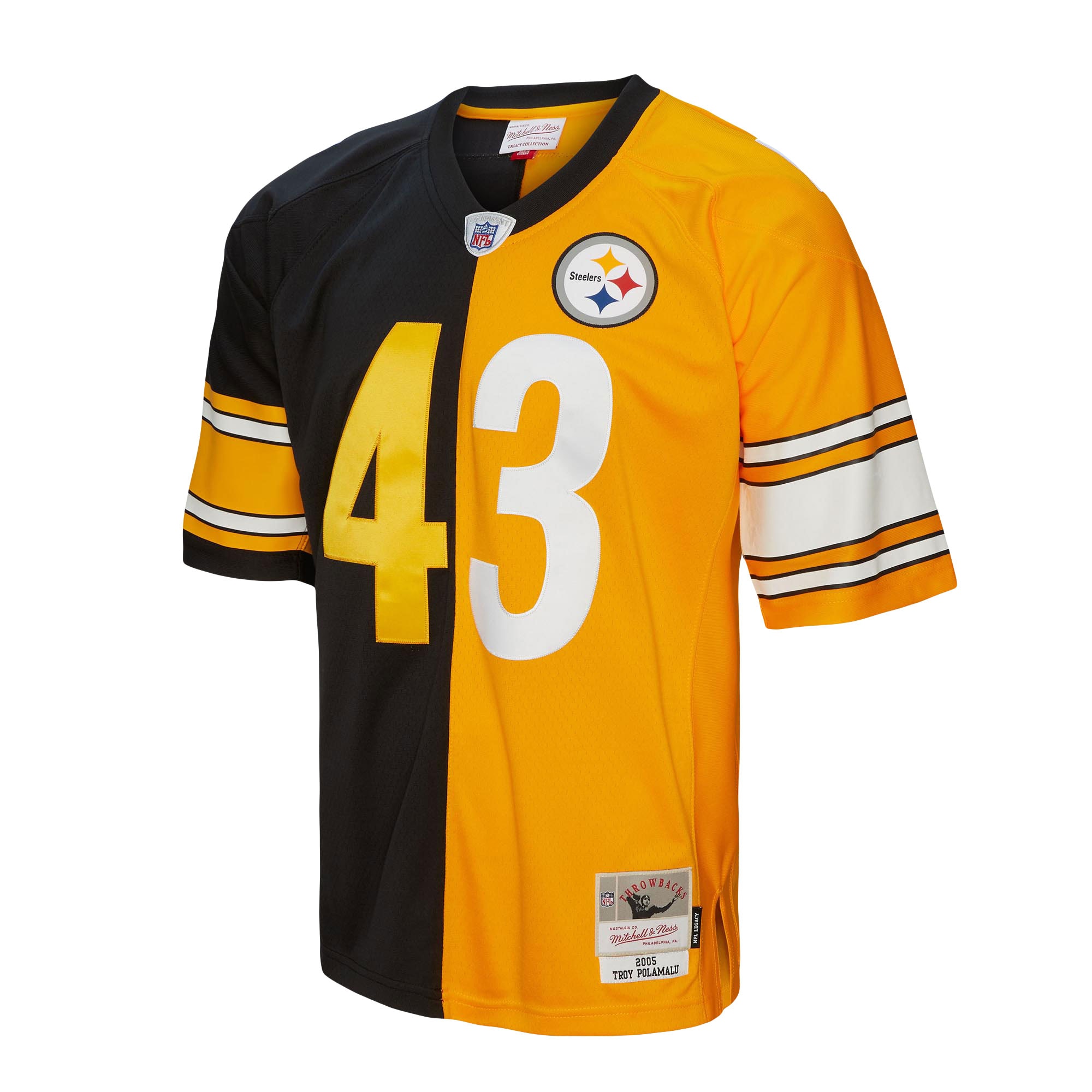Troy Polamalu Pittsburgh Steelers Mitchell & Ness 2005 Split Legacy Replica Jersey - Black/Gold - PersonalJerseys