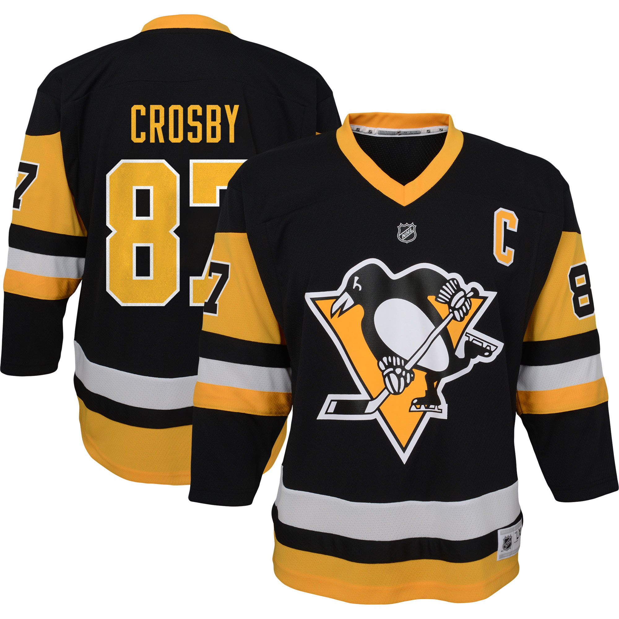 Sidney Crosby Pittsburgh Penguins Youth Captain Patch Home Replica Player Jersey - Black - PersonalJerseys