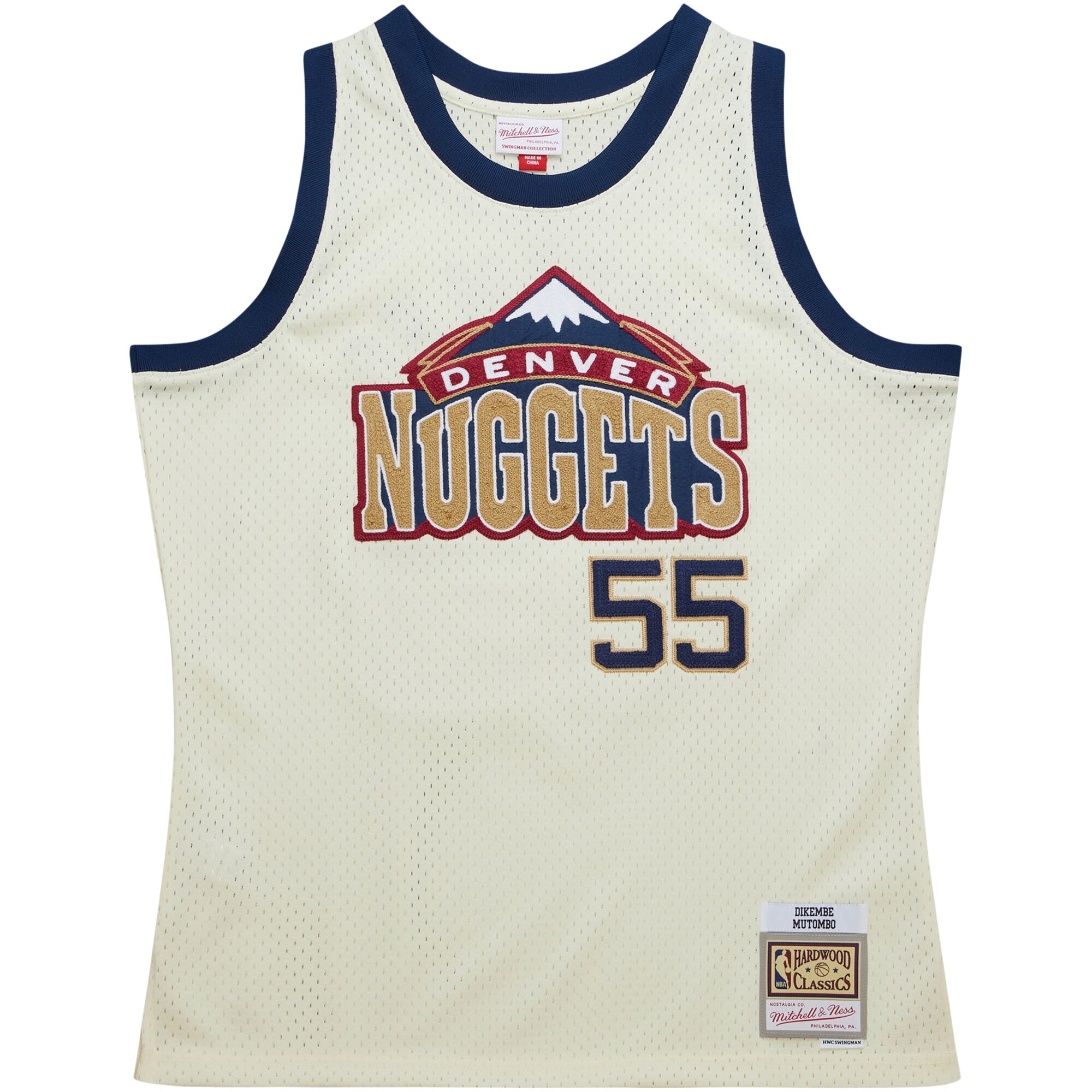 Dikembe Mutombo Denver Nuggets Mitchell &Ness Chainstitch Swingman Jersey - Cream - PersonalJerseys
