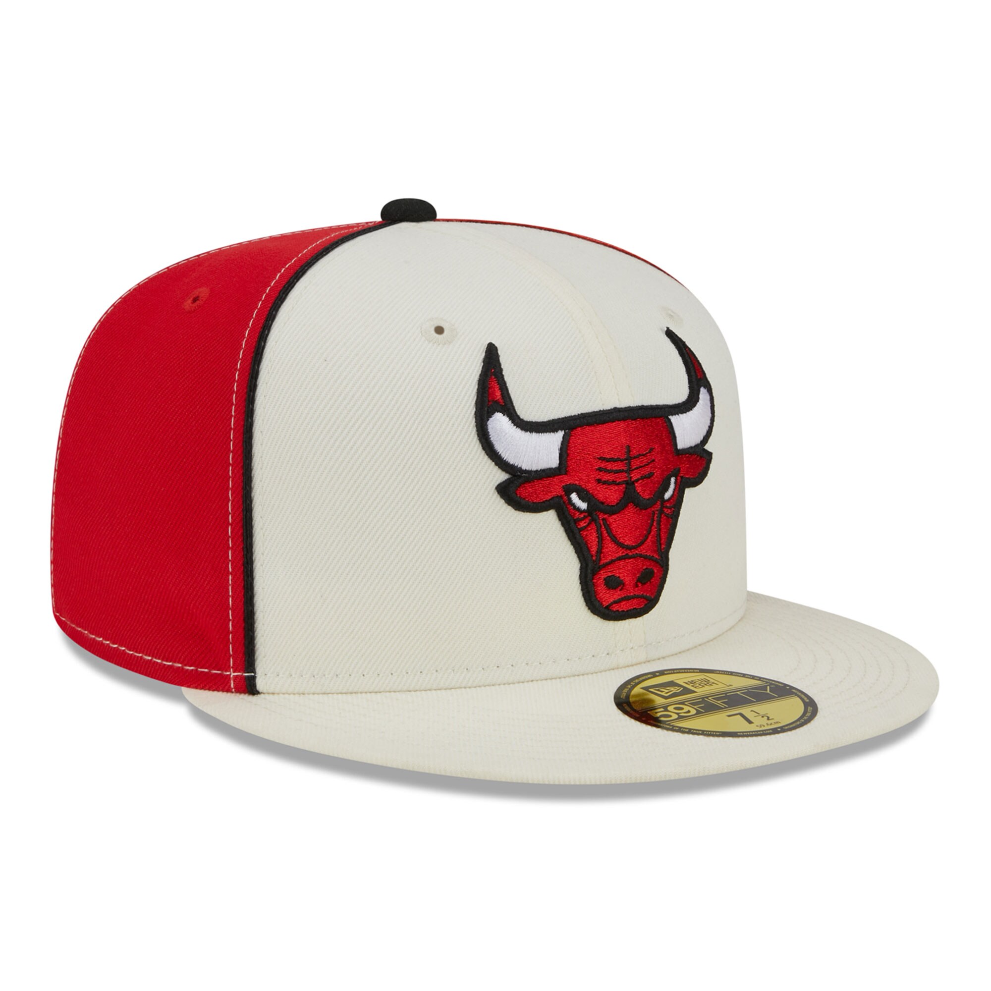 Chicago Bulls New Era Piped Pop Panel 59FIFTY Fitted Hat - Cream - PersonalJerseys