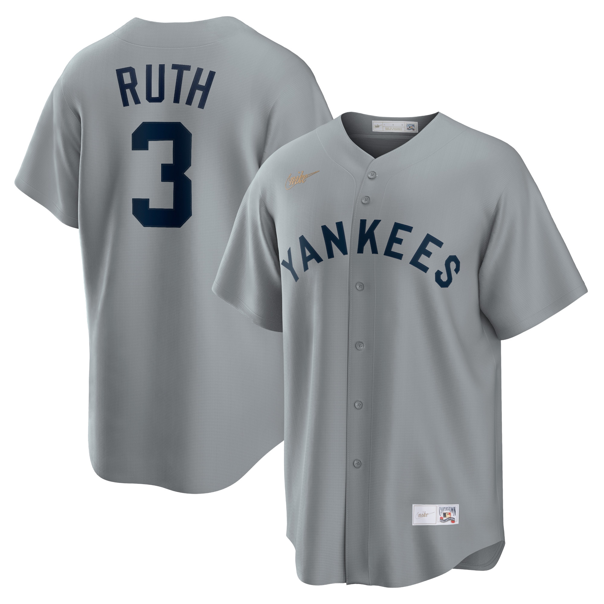 Babe Ruth New York Yankees Nike Road Cooperstown Collection Player Jersey - Gray - PersonalJerseys
