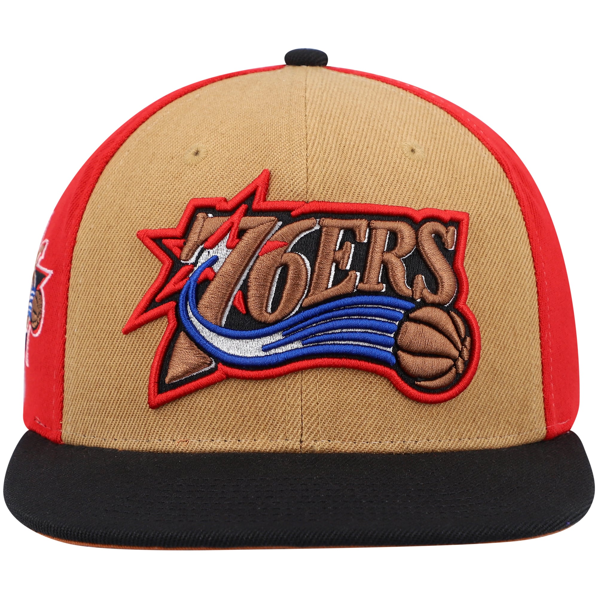 Philadelphia 76ers Mitchell & Ness Hardwood Classics On The Block Snapback Hat - Gold/Black - PersonalJerseys
