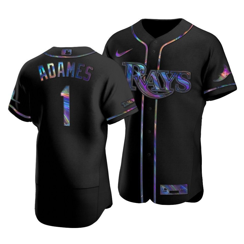 Tampa Bay Rays Willy Adames #1 Iridescent Logo Holographic Limited Jersey Black - Friend Lounge Store - Shop for All Things Jerseys Sports - PersonalJerseys
