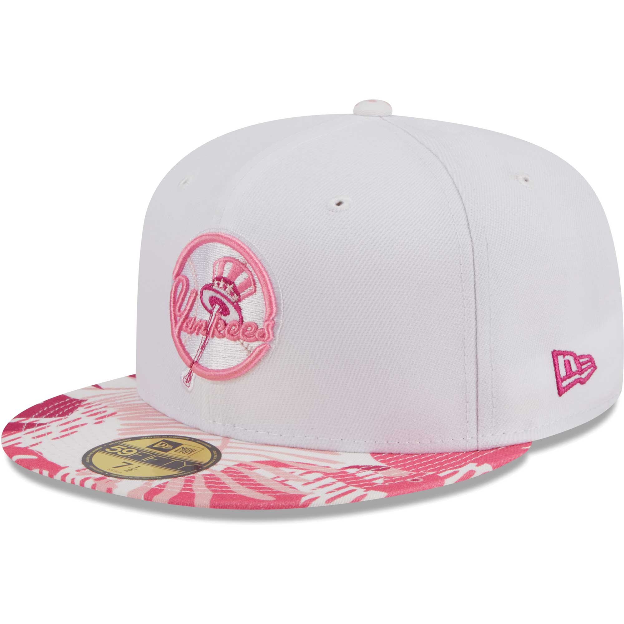New York Yankees New Era Flamingo 59FIFTY Fitted Hat - White/Pink - PersonalJerseys