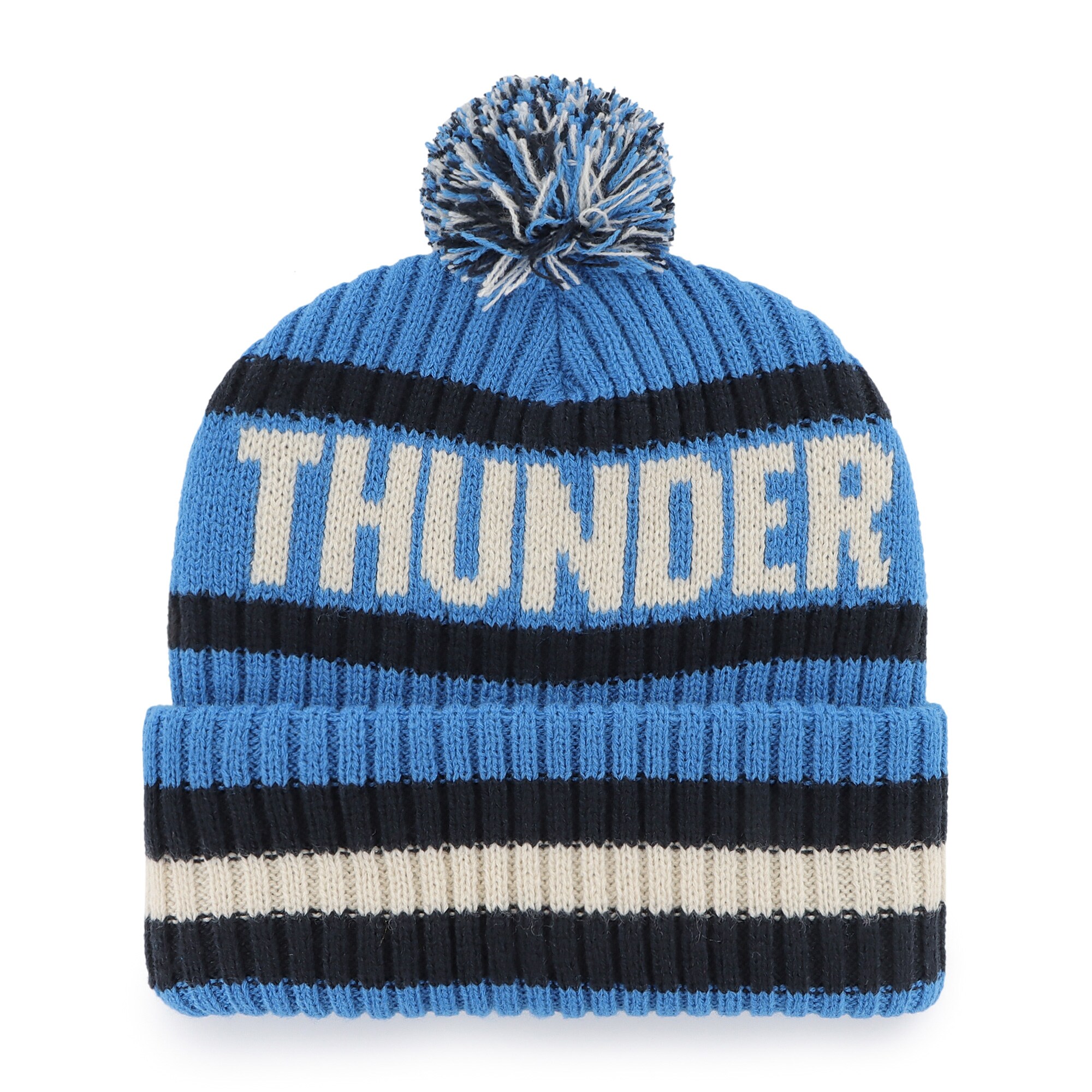 Oklahoma City Thunder '47 Bering Cuffed Knit Hat with Pom - Blue - PersonalJerseys