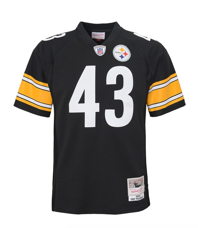 Youth Pittsburgh Steelers Troy Polamalu Mitchell & Ness Black Retired Player Legacy Replica Jersey - PersonalJerseys