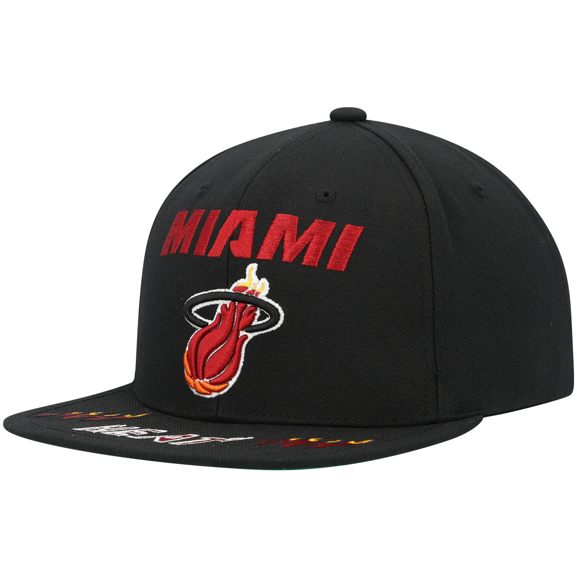 Miami Heat Mitchell & Ness Hardwood Classics Front Loaded Snapback Hat - Black - PersonalJerseys