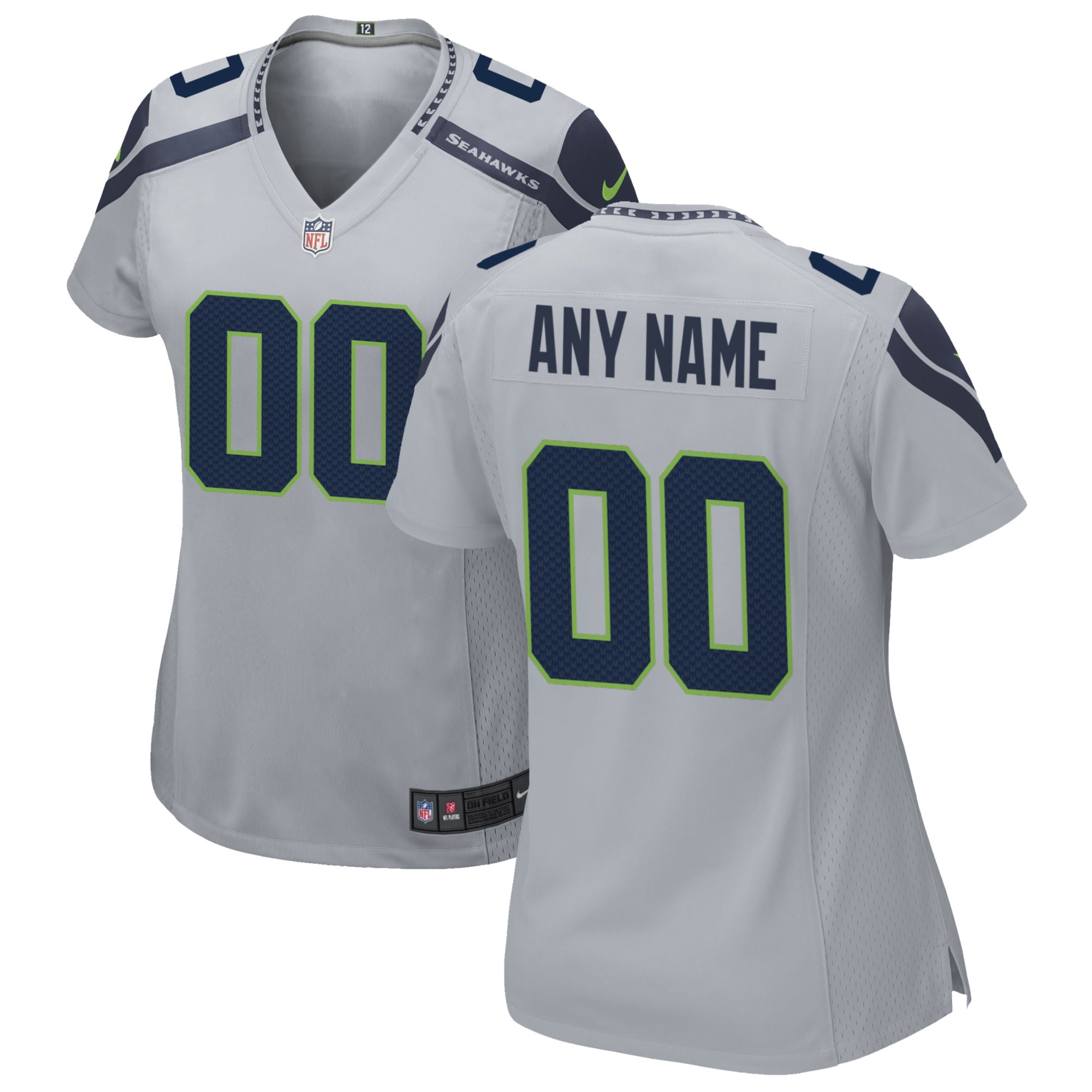 Seattle Seahawks Nike Women's Alternate Custom Game Jersey - Gray - PersonalJerseys