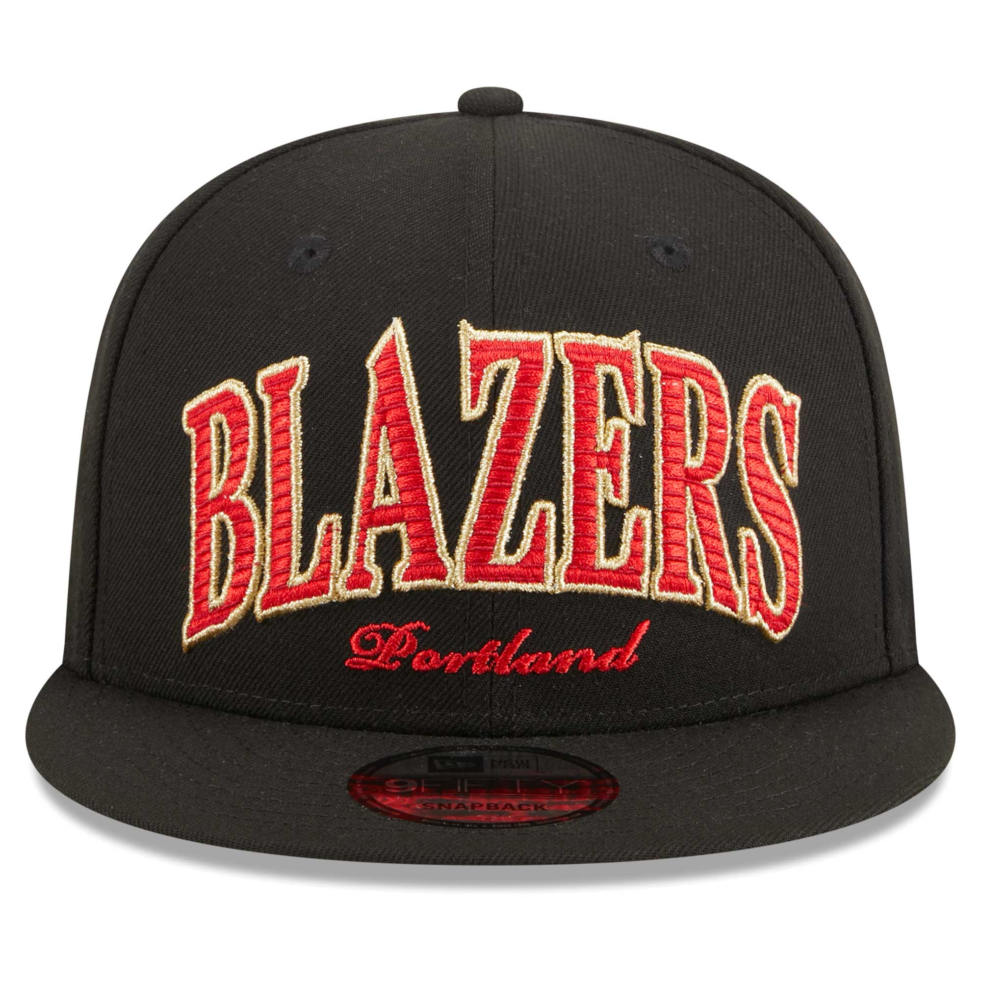 Portland Trail Blazers New Era Golden Tall Text 9FIFTY Snapback Hat - Black - PersonalJerseys