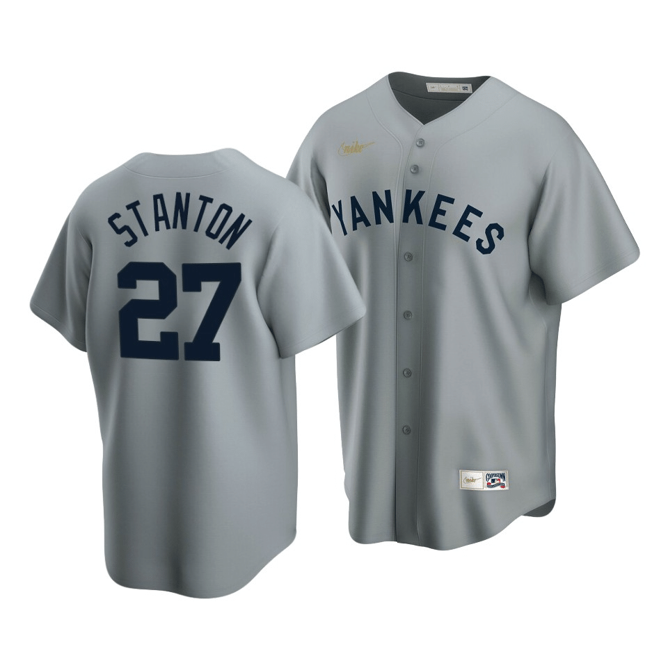 Men's New York Yankees Giancarlo Stanton #27 Cooperstown Collection Gray Road Jersey - Friend Lounge Store - Shop for All Things Jerseys Sports - PersonalJerseys