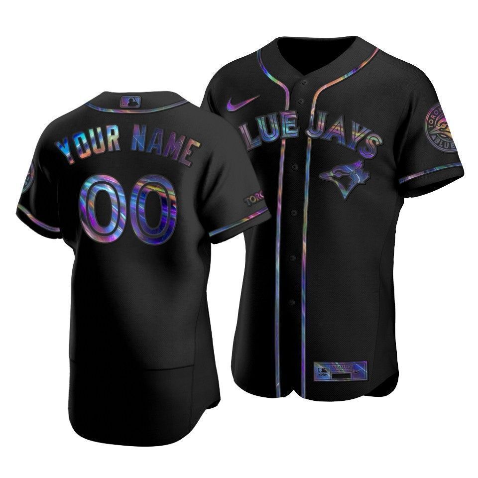 Men's Toronto Blue Jays Custom #00 Iridescent Logo Holographic Limited Jersey Black - Friend Lounge Store - Shop for All Things Jerseys Sports - PersonalJerseys