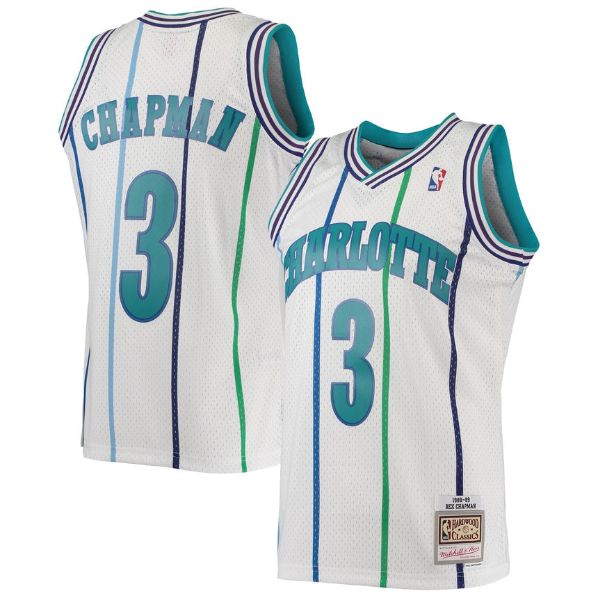 Youth Charlotte Hornets Rex Chapman Mitchell &Ness White 1988-89 Hardwood Classics Swingman Jersey - PersonalJerseys