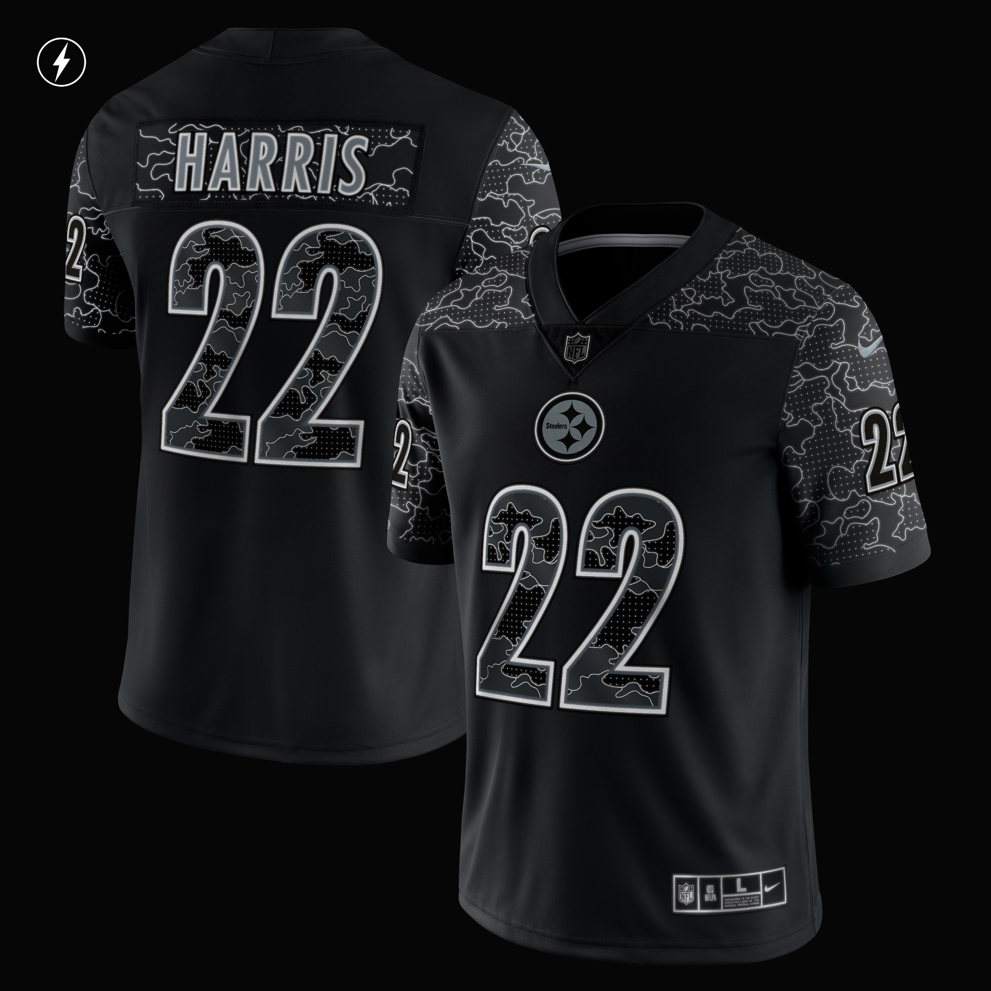 Najee Harris Pittsburgh Steelers Nike RFLCTV Limited Jersey - Black - PersonalJerseys