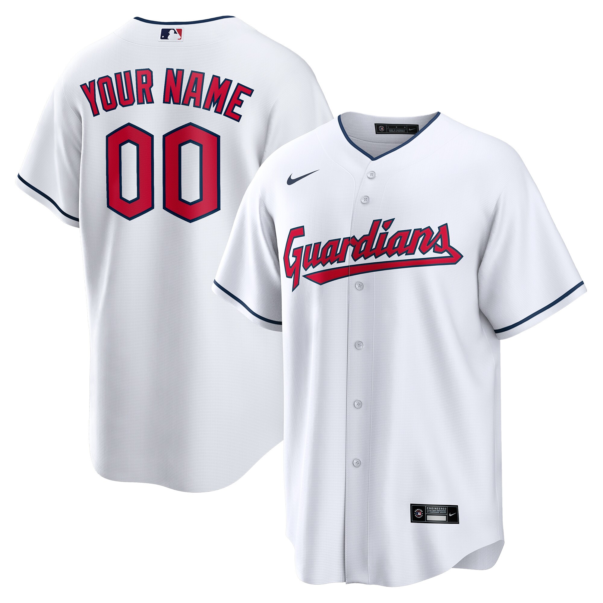 Cleveland Guardians Nike Replica Custom Jersey - White - PersonalJerseys