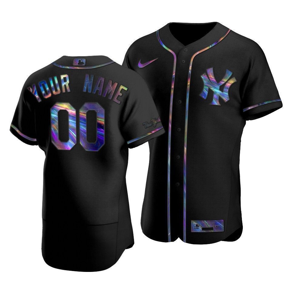 Men's New York Yankees Custom #00 Iridescent Logo Holographic Limited Jersey Black - Friend Lounge Store - Shop for All Things Jerseys Sports - PersonalJerseys