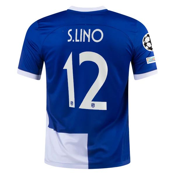 Nike Atletico Madrid Samuel Lino Away Jersey w/ Champions League Patches 23/24 (Old Royal/White) - PersonalJerseys