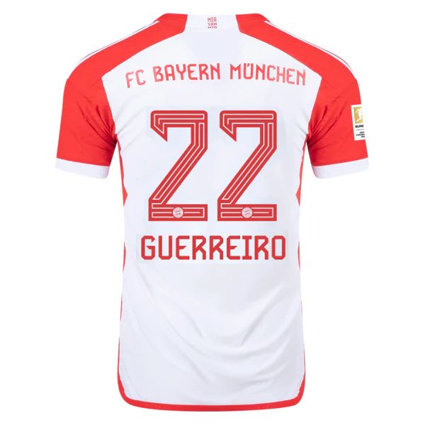 adidas Bayern Munich Authentic Raphaël Guerreiro Home Jersey w/ Bundesliga Champions Patch 23/24 (White/Red) - PersonalJerseys
