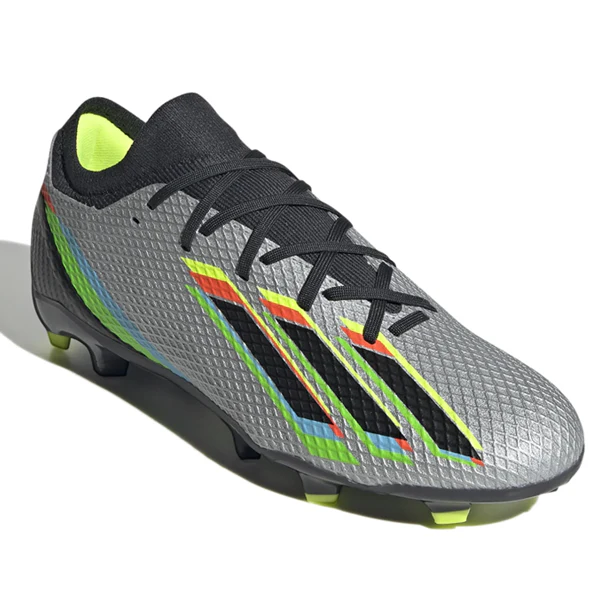 adidas X Speedportal.3 Firm Ground Soccer Cleats (Silver Metallic/Core Black/Solar Yellow) - PersonalJerseys