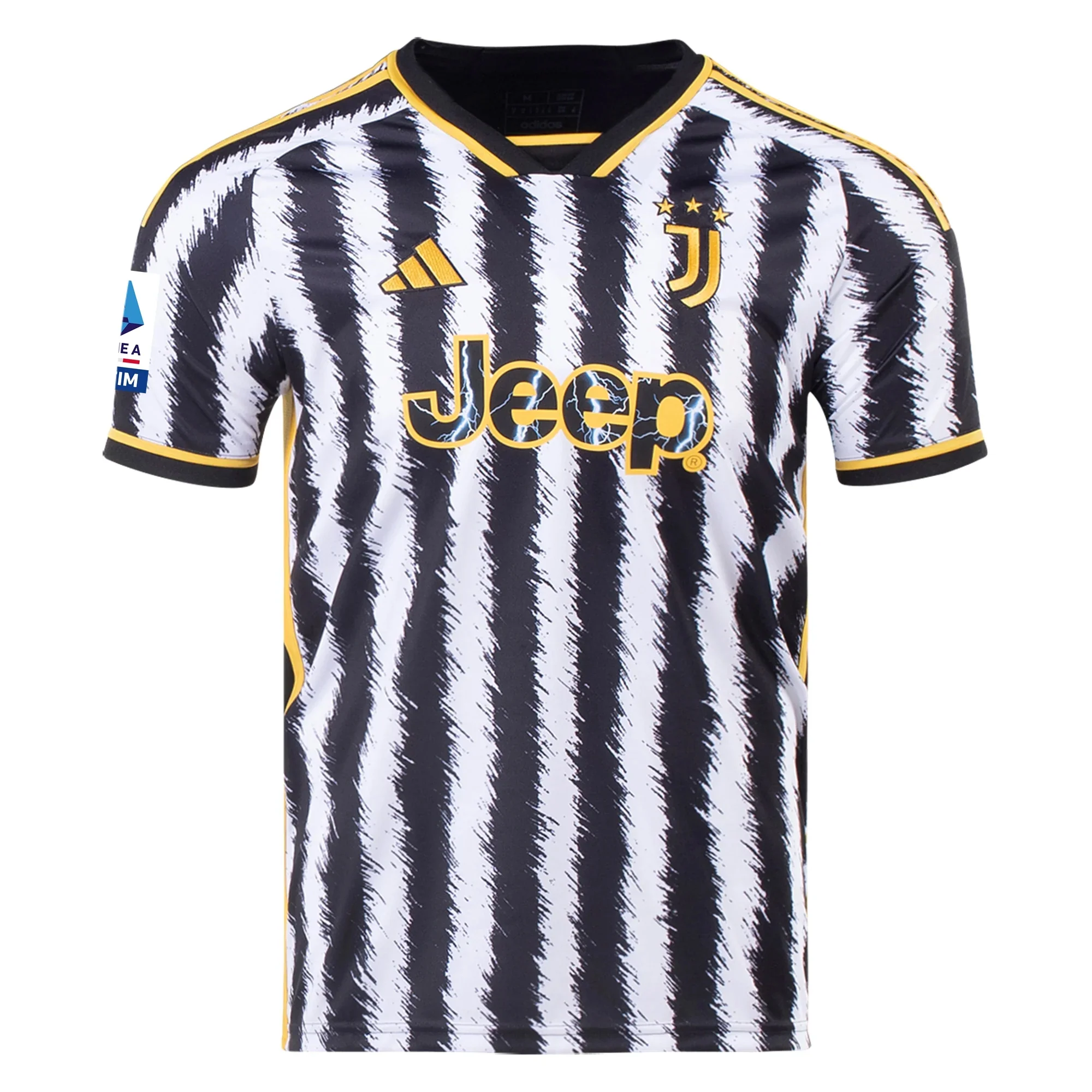 adidas Vlahovic Juventus Home Jersey w/ Serie A Patch 23/24 (Black/White) - PersonalJerseys