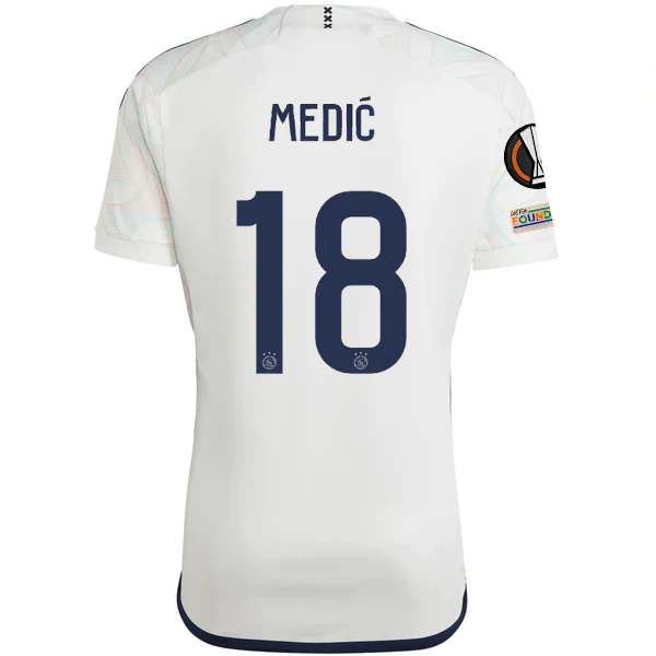 adidas Ajax Jakov Medić Away Jersey w/ Europa League Patches 23/24 (Core White) - PersonalJerseys
