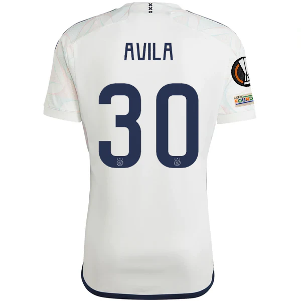adidas Ajax Gastón Avila Away Jersey w/ Europa League Patches 23/24 (Core White) - PersonalJerseys
