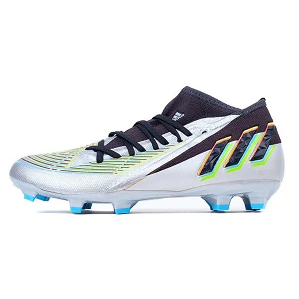 adidas Predator Edge.3 Firm Ground Adult Soccer Cleats (Silver Metallic/Core Black/Team Solar Green) - PersonalJerseys