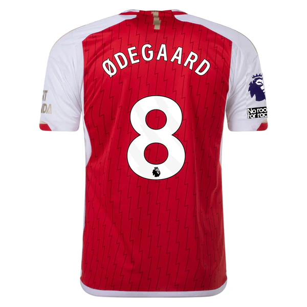 adidas Arsenal Martin ØDEGAARD Home Jersey 23/24 w/ EPL + No Room For Racism Patch (Better Scarlet/White) - PersonalJerseys