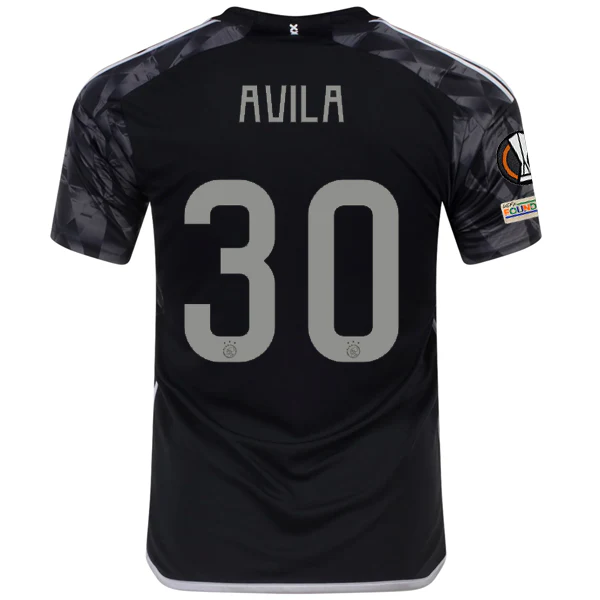 adidas Ajax Gastón Avila Third Jersey w/ Europa League Patches 23/24 (Black) - PersonalJerseys