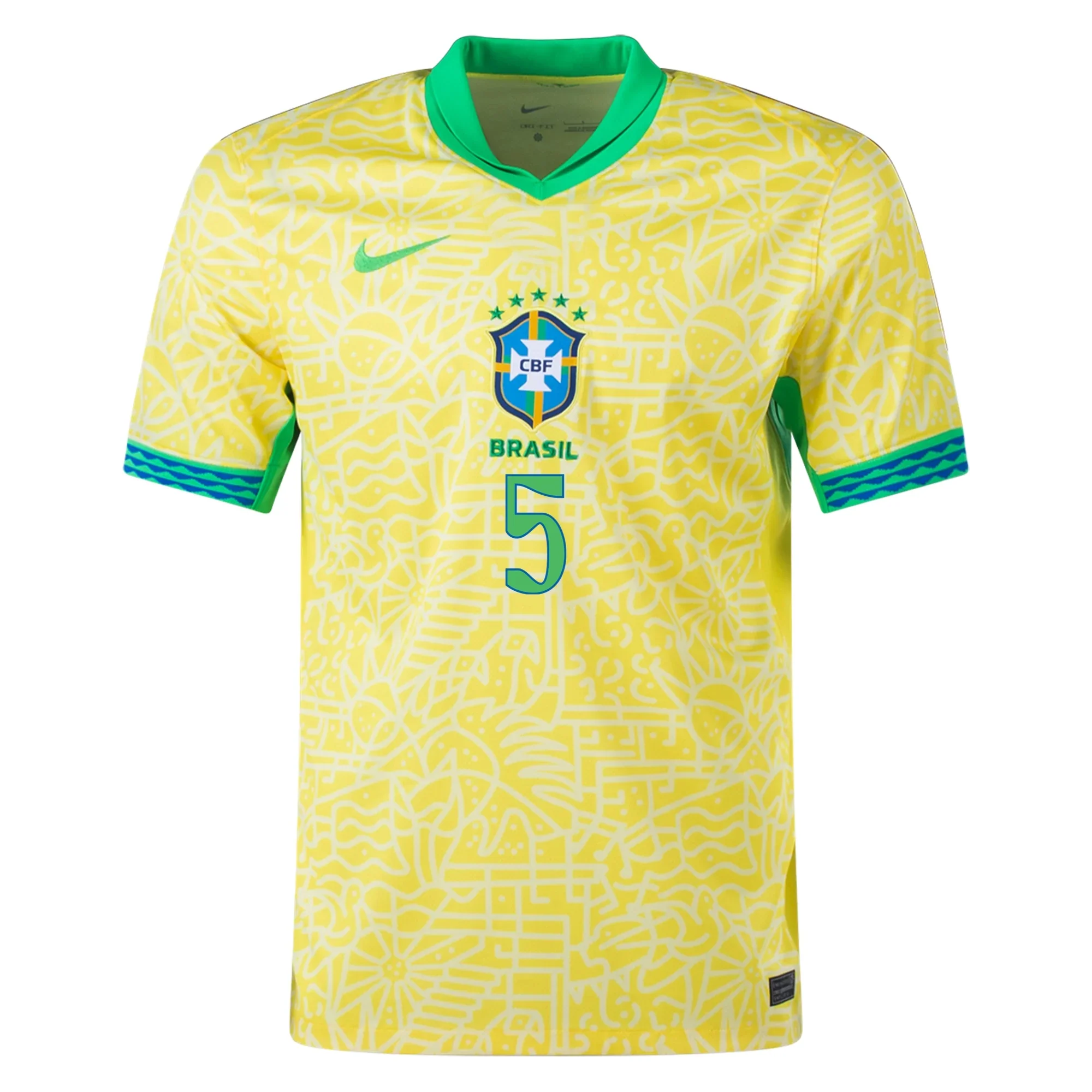 Nike Brazil Authentic Casemiro Home Jersey 24/25 (Dynamic Yellow/Lemon Chiffon/Green Spark) - PersonalJerseys