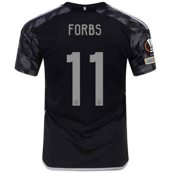 adidas Ajax Carlos Forbs Third Jersey w/ Europa League Patches 23/24 (Black) - PersonalJerseys