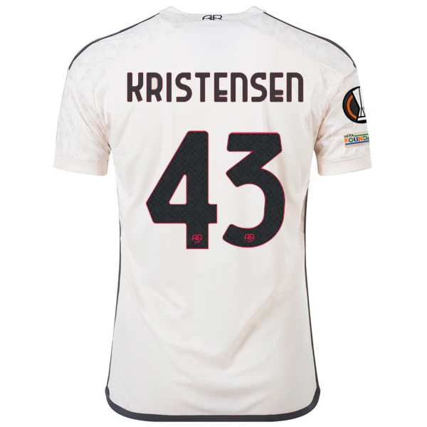 adidas A.S Roma Rasmus Kristensen Away Jersey w/ Europa League Patches 23/24 (Beige) - PersonalJerseys