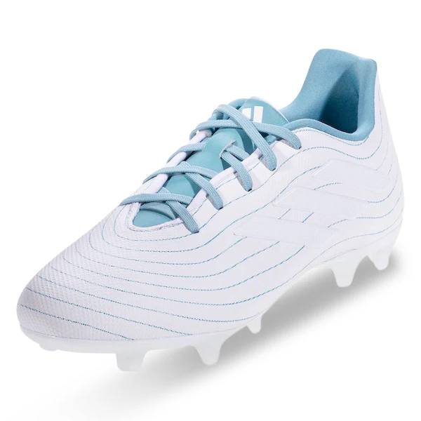 Adidas Copa Pure.3 Firm Ground Soccer Cleats (White/Grey Two/Preloved Blue) - PersonalJerseys