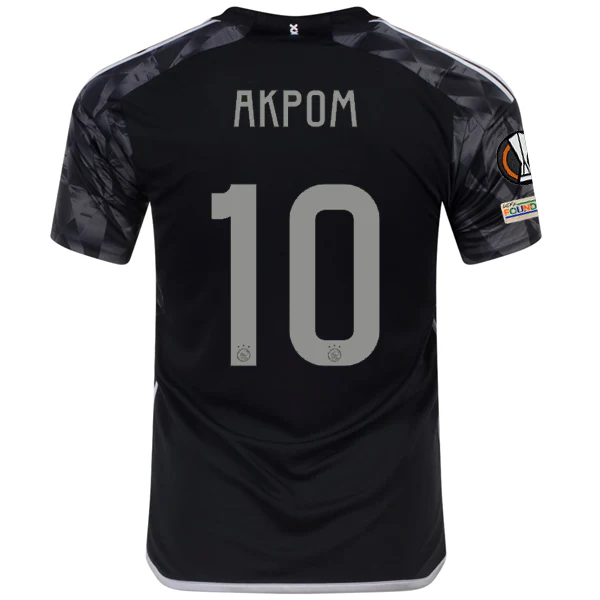 adidas Ajax Chuba Akpom Third Jersey w/ Europa League Patches 23/24 (Black) - PersonalJerseys