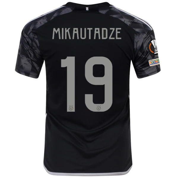 adidas Ajax Georges Mikautadze Third Jersey w/ Europa League Patches 23/24 (Black) - PersonalJerseys