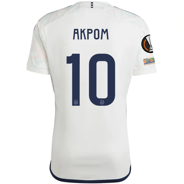 adidas Ajax Chuba Akpom Away Jersey w/ Europa League Patches 23/24 (Core White) - PersonalJerseys