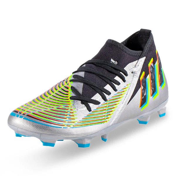 adidas Predator Edge.3 Firm Ground Adult Soccer Cleats (Silver Metallic/Core Black/Team Solar Green) - PersonalJerseys