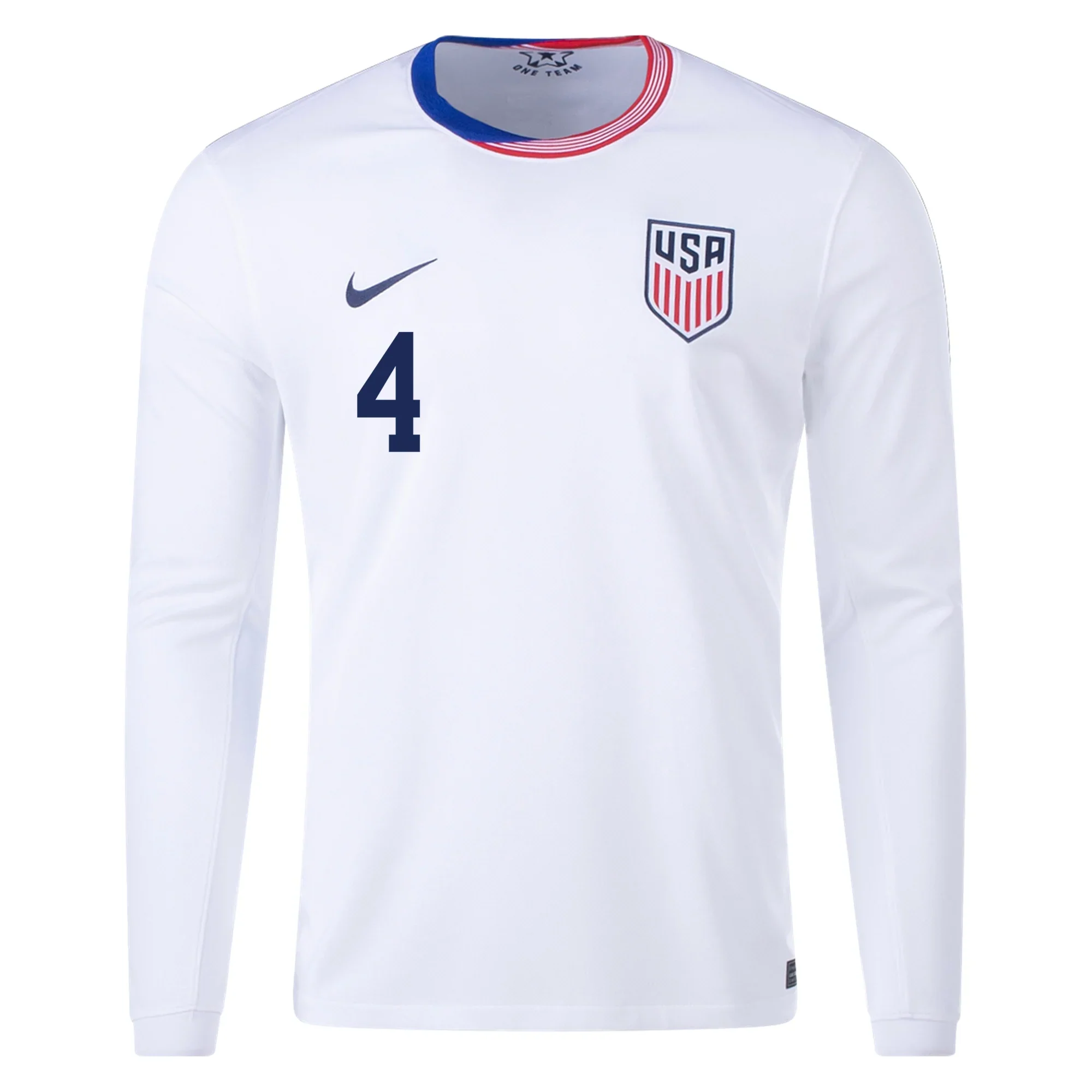 Nike United States Tyler Adams Long Sleeve Home Jersey 24/25 (White) - PersonalJerseys