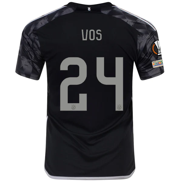 adidas Ajax Silvano Vos Third Jersey w/ Europa League Patches 23/24 (Black) - PersonalJerseys
