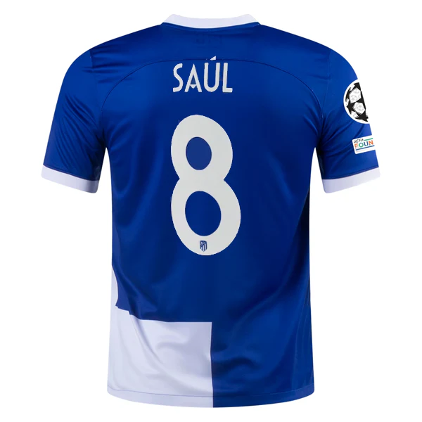 Nike Atletico Madrid Saúl Ñíguez Away Jersey w/ Champions League Patches 23/24 (Old Royal/White) - PersonalJerseys