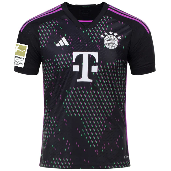 adidas Bayern Munich Authentic Raphaël Guerreiro Away Jersey w/ Bundesliga Champion Patch 23/24 (Black) - PersonalJerseys