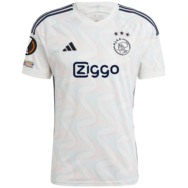 adidas Ajax Devyne Rensch Away Jersey w/ Europa League Patches 23/24 (Core White) - PersonalJerseys